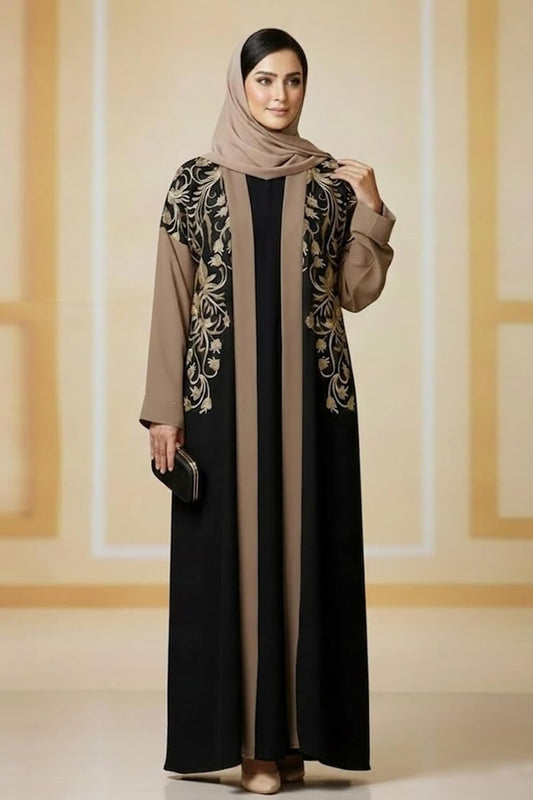 Elegant Embroidered Abaya Set