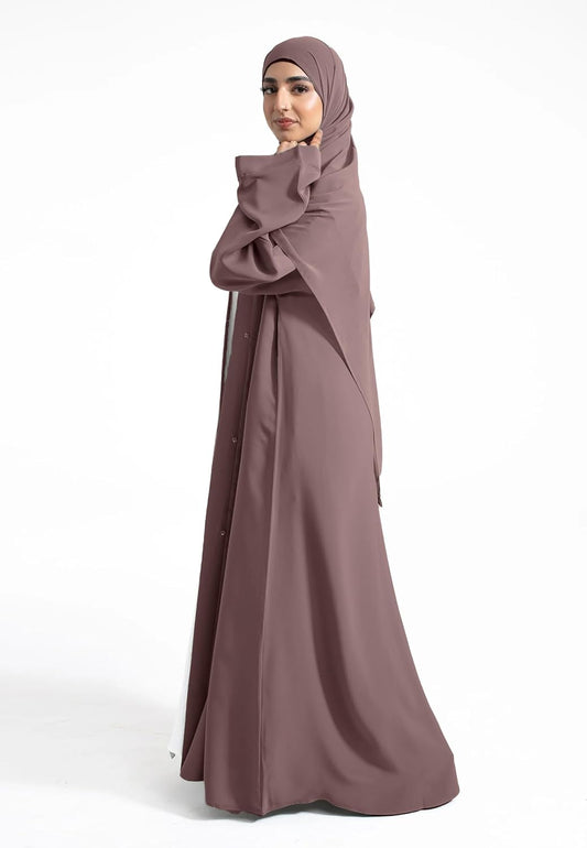 Elegant Open Front Abaya Set